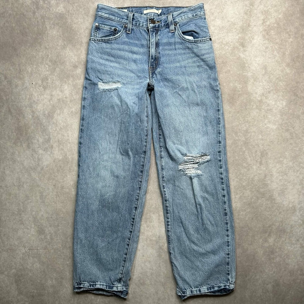 Levi's Premium Jean Womens 24 26x28 Baggy Dad Distressed Light Wash Loose Skater